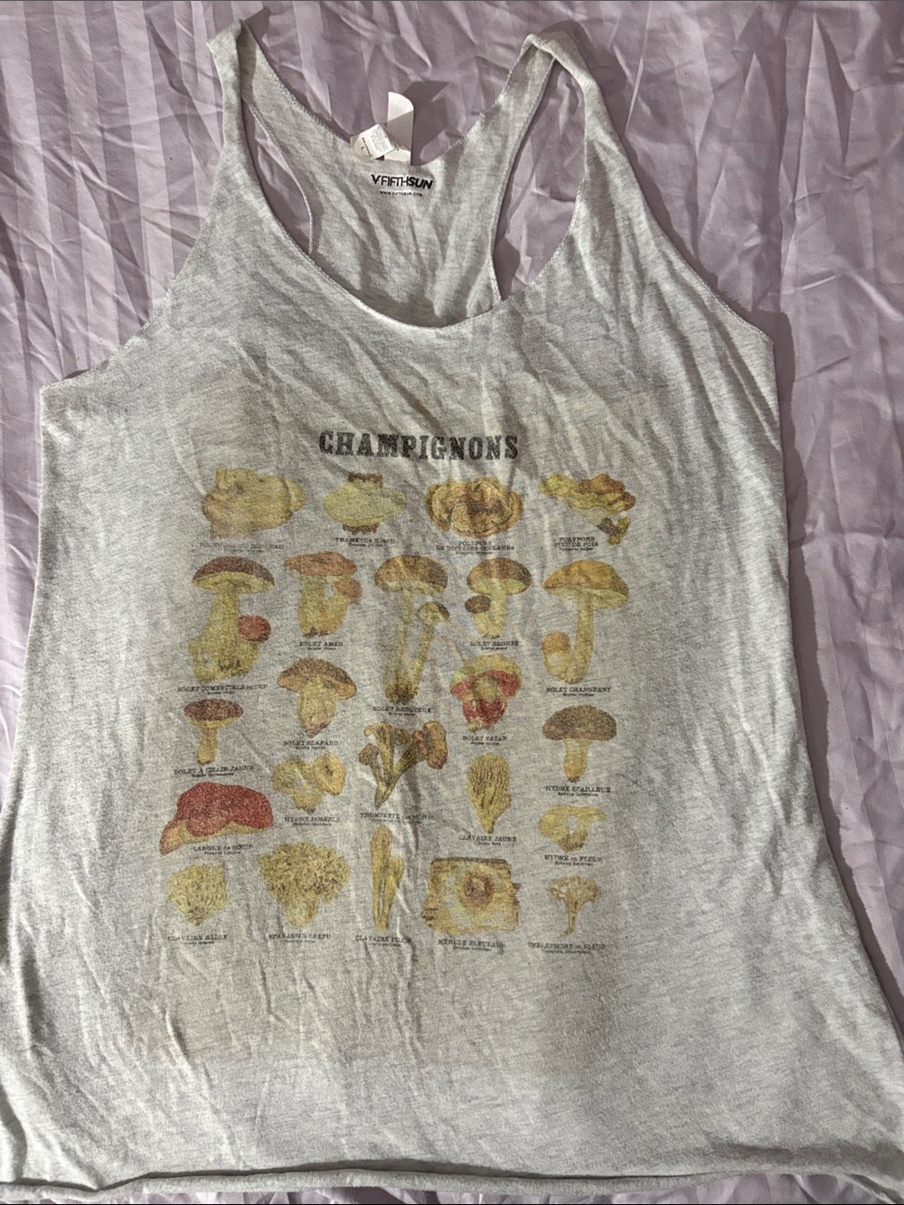 Next Level Apparel champignons Gray Graphic Mushroom Racerback Tank-LARGE